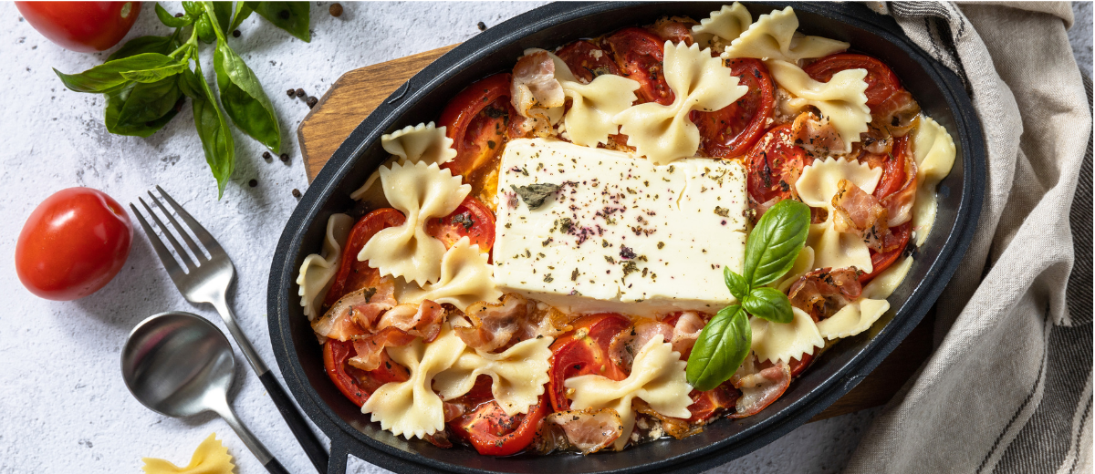 Pâtes au four, sauce tomate & quatre fromages