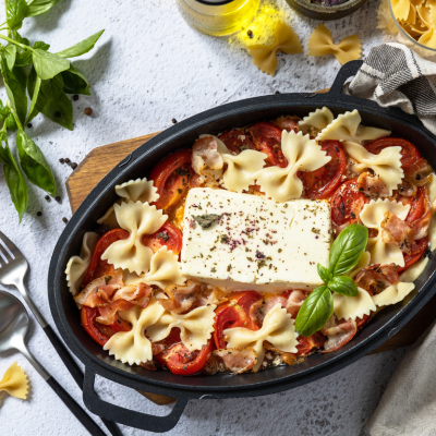 Pâtes au four, sauce tomate & quatre fromages