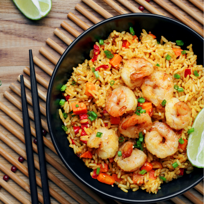 Wok de crevettes et légumes