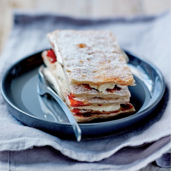 Mille-feuilles, crème de citron & pêche